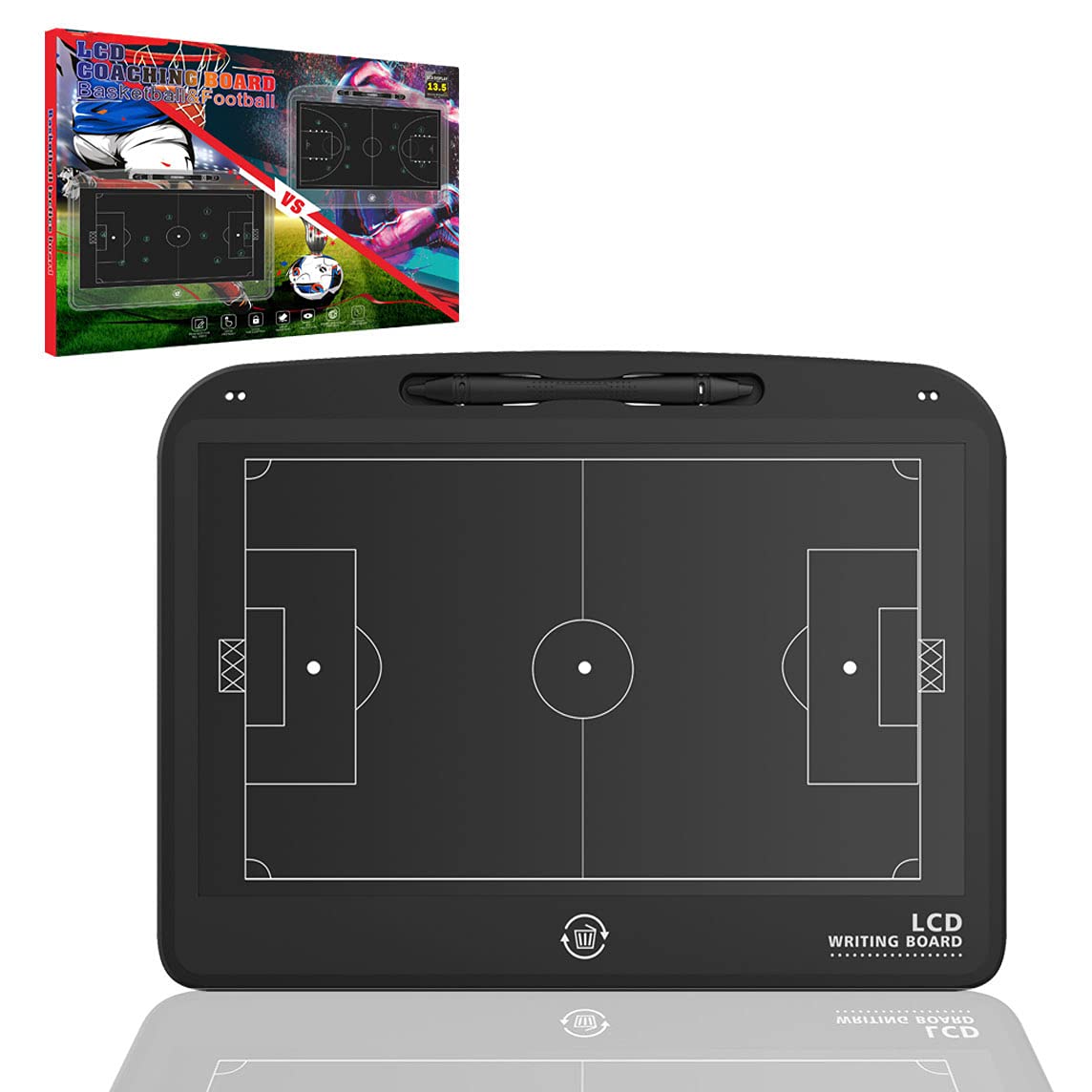 VNVDFLM Electronic LCD Basketball & Soccer Coaching Board - Digital Tactical Training Board for Coaches - Perfect Basketball & Football Coaching Equipment & Gift for Coaches - Ideal for Team Strategy Sessions, Game Planning & Player Development