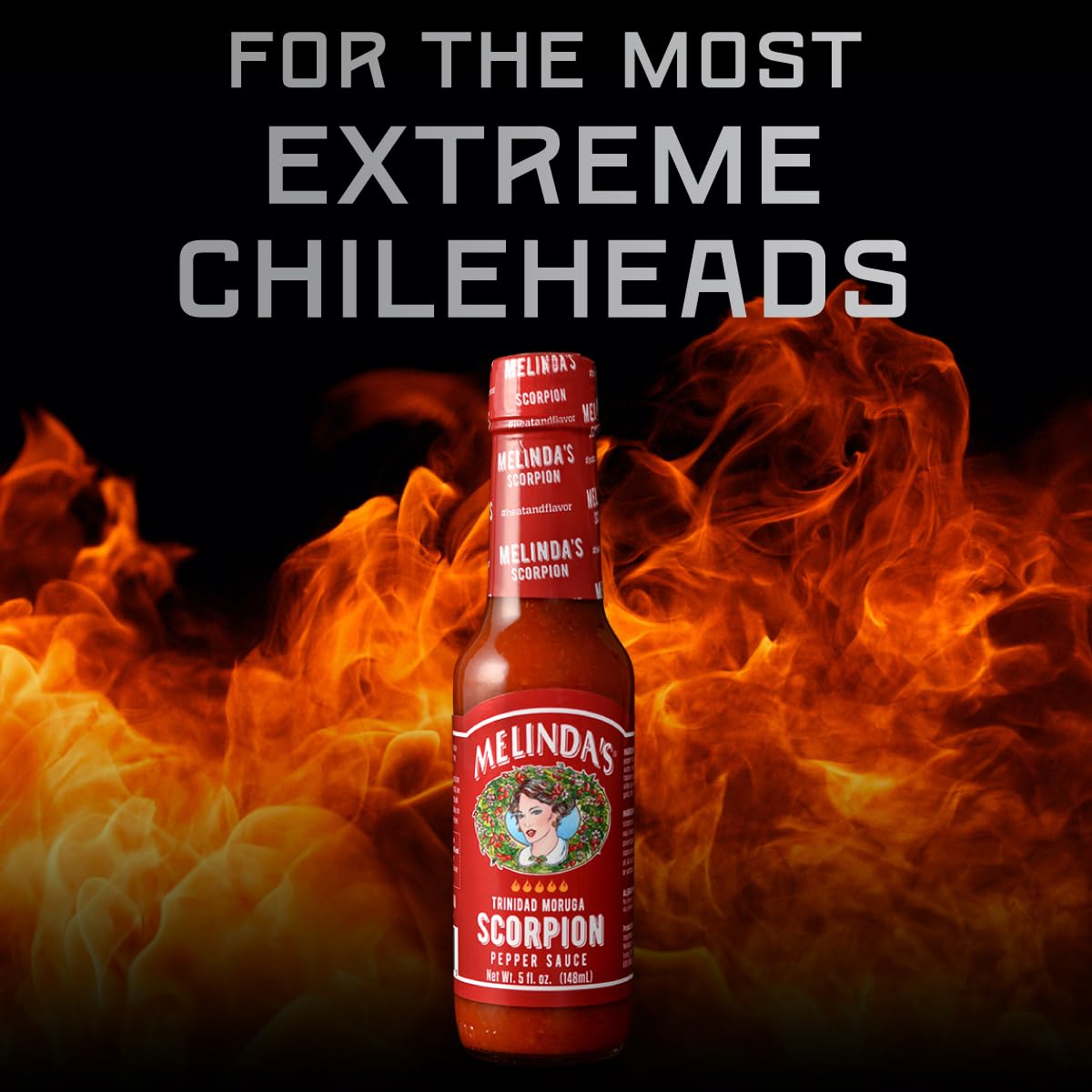 Melinda's Scorpion Pepper Hot Sauce - Gourmet Trinidad Moruga Scorpion Hot Sauce with Carrots, Onion & Lime Juice - Keto, Vegan, Gluten Free, Kosher Certified - 5oz Bottle (4-Pack) - Perfect for Tacos, Wings, Burgers & Spicy Food Lovers
