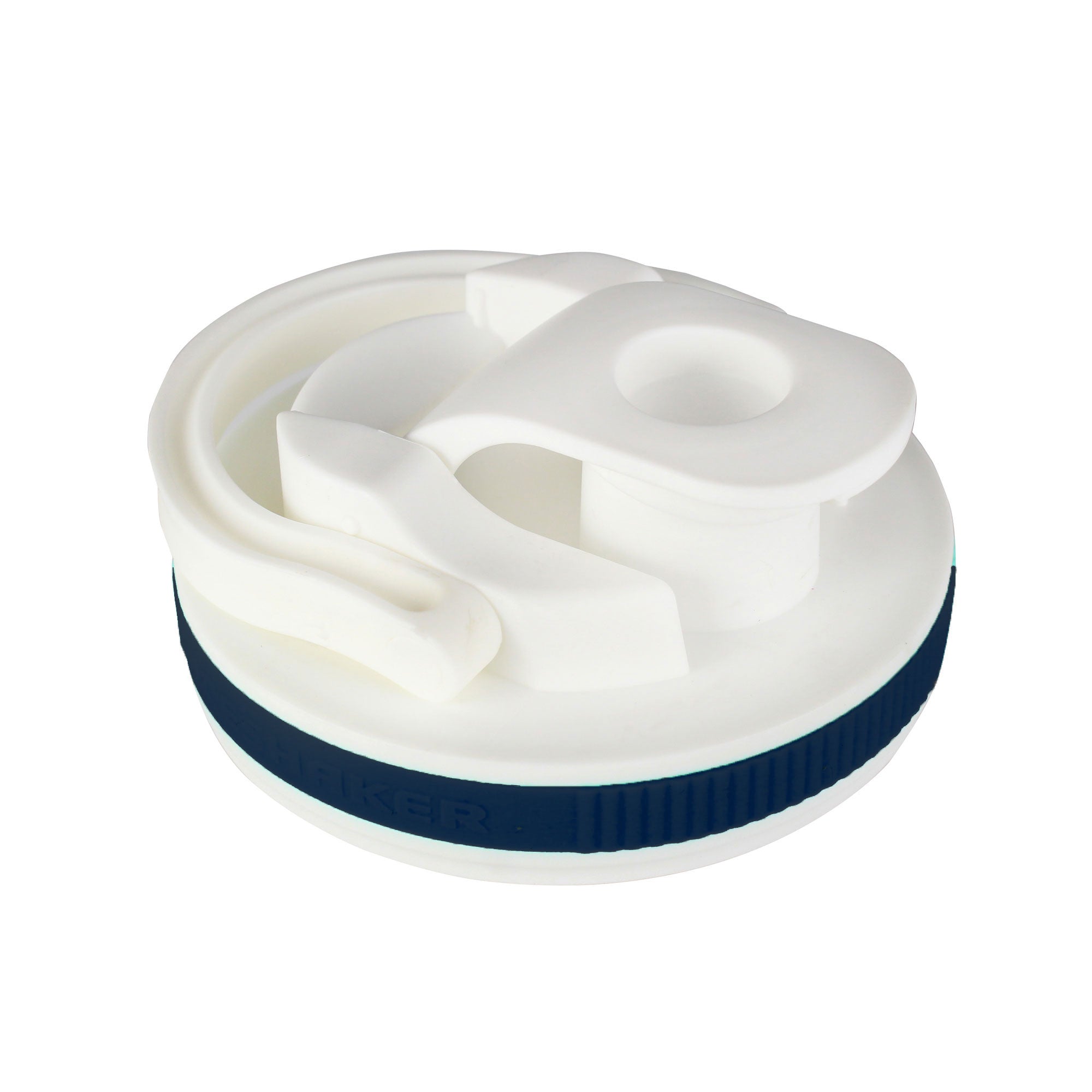 White Lid with Navy Band