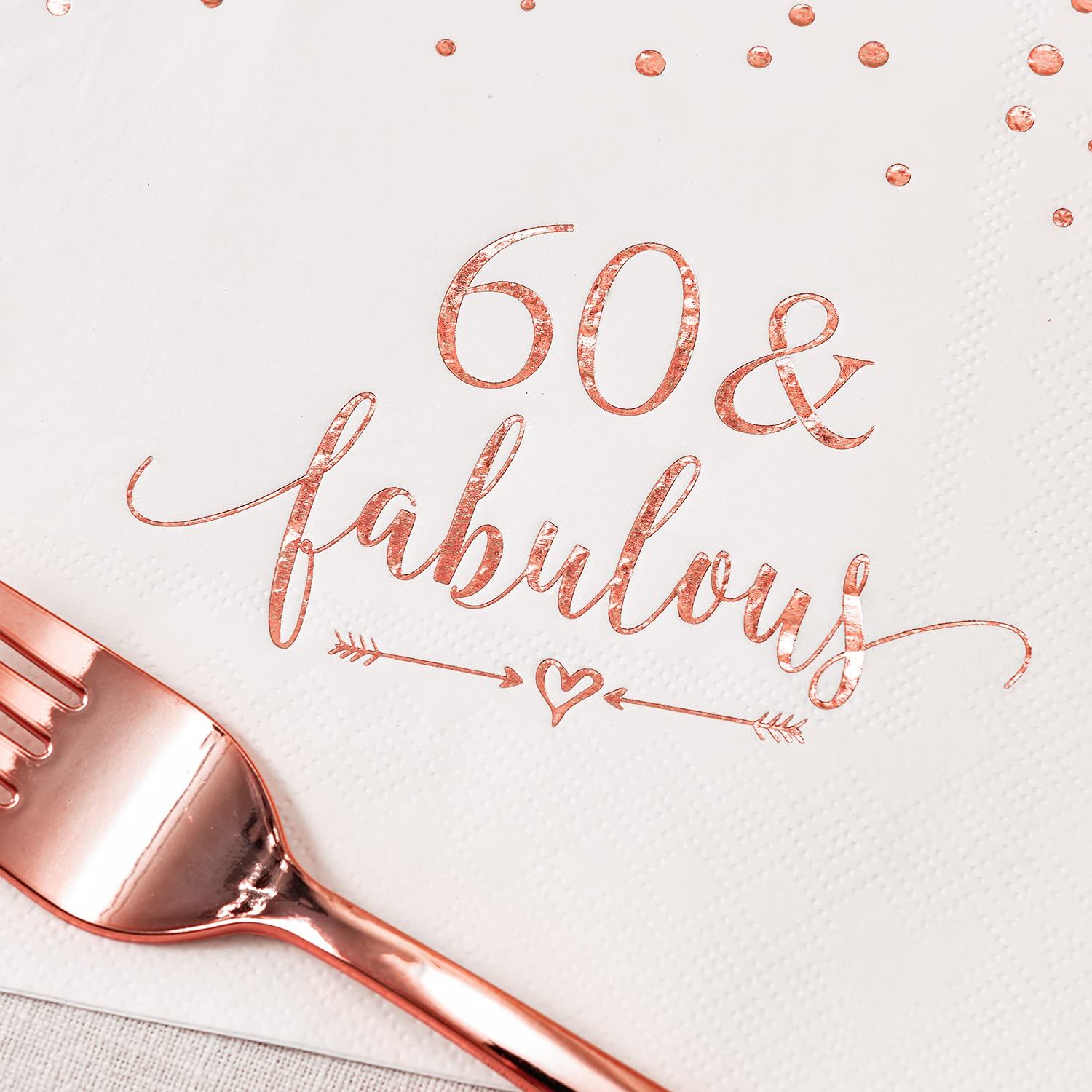 Elegant Rose Gold Foil 60-Piece Disposable Tableware Set - 24 Plates (9