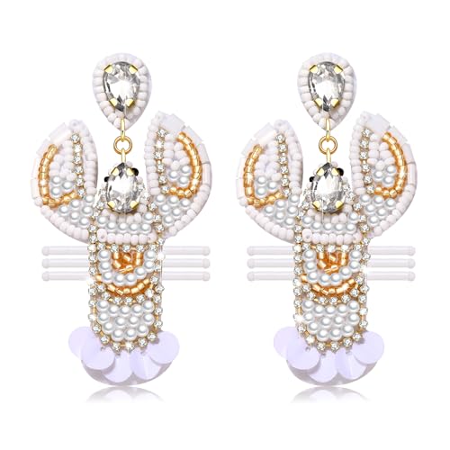 white lobster earrings