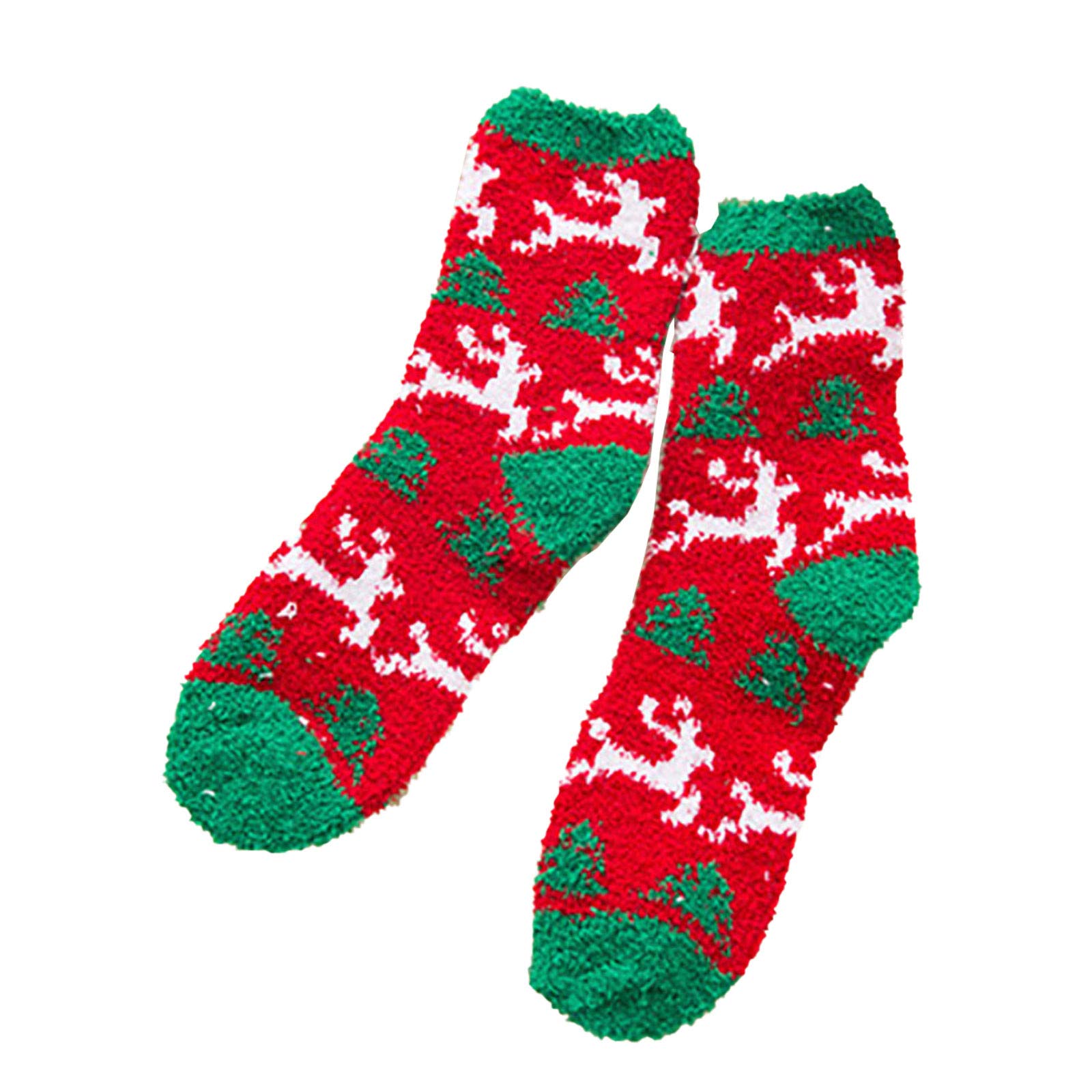 Cozy Plush Coral Christmas Socks for Women - Warm & Soft Middle Adult Stockings - Perfect for Lupus Comfort, Holiday Gifts & Winter Wear