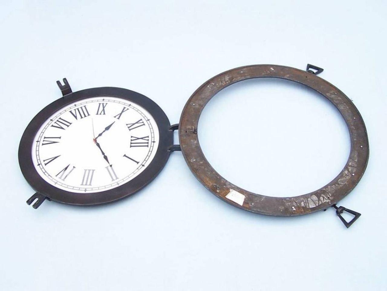Hampton Nautical Oil Rubbed Bronze Deluxe Porthole Clock - 24 Inch Nautical Wall Clock for Home, Office & Boat Decor - Perfect for Coastal, Beach House & Marine Theme Interiors
