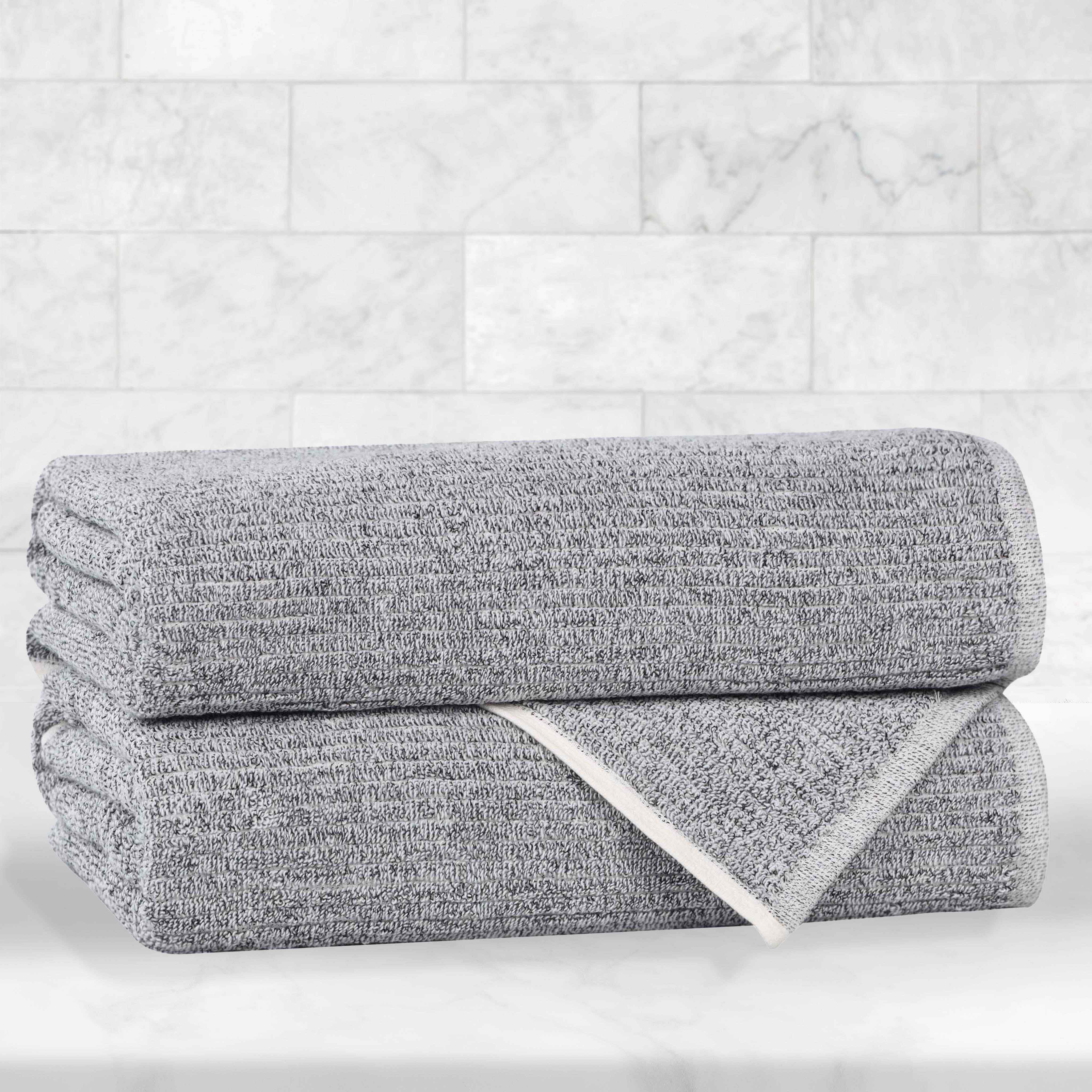 Premium Cotton Blend Ribbed Bath Towels Set of 2 - Ultra Absorbent & Quick Dry Bathroom Towels for Spa, Gym, Beach & Luxury Home Use