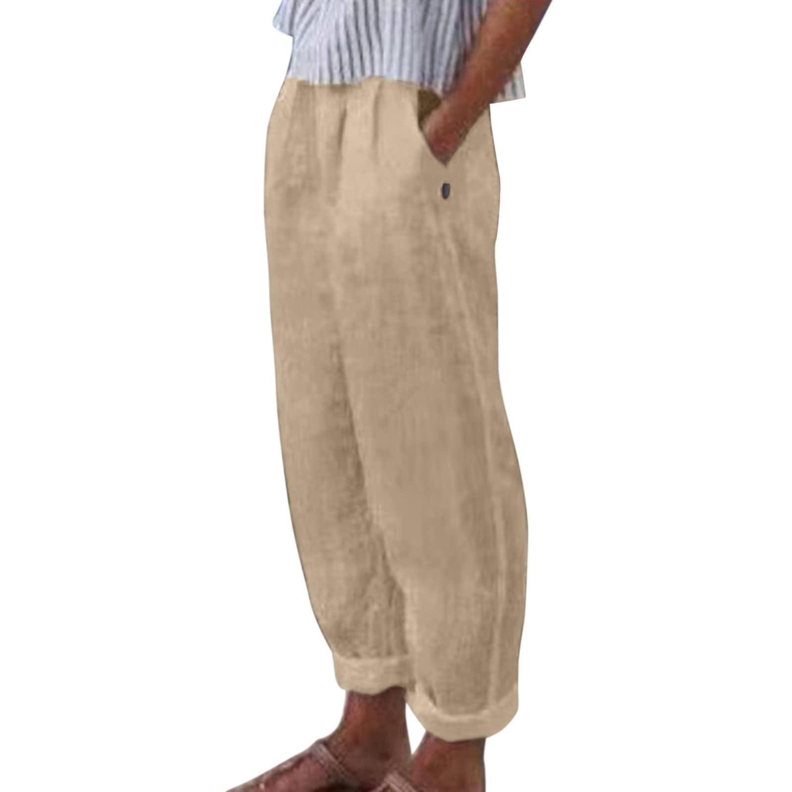 Women's Casual Elastic Waist Straight Leg Pants - Solid Color Trendy Baggy Trousers with Pockets | Comfortable Lounge Wear for Work, Travel & Everyday Outfits