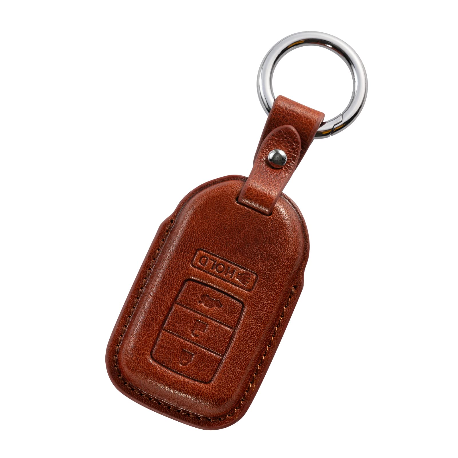 Premium Brown Leather Key Fob Cover for Honda - Compatible with Accord, CRV, Civic, HRV, Insight, Passport, Pilot & Ridgeline - Durable Key Chain Holder & Car Key Protector - Perfect for Everyday Use & Travel Accessories