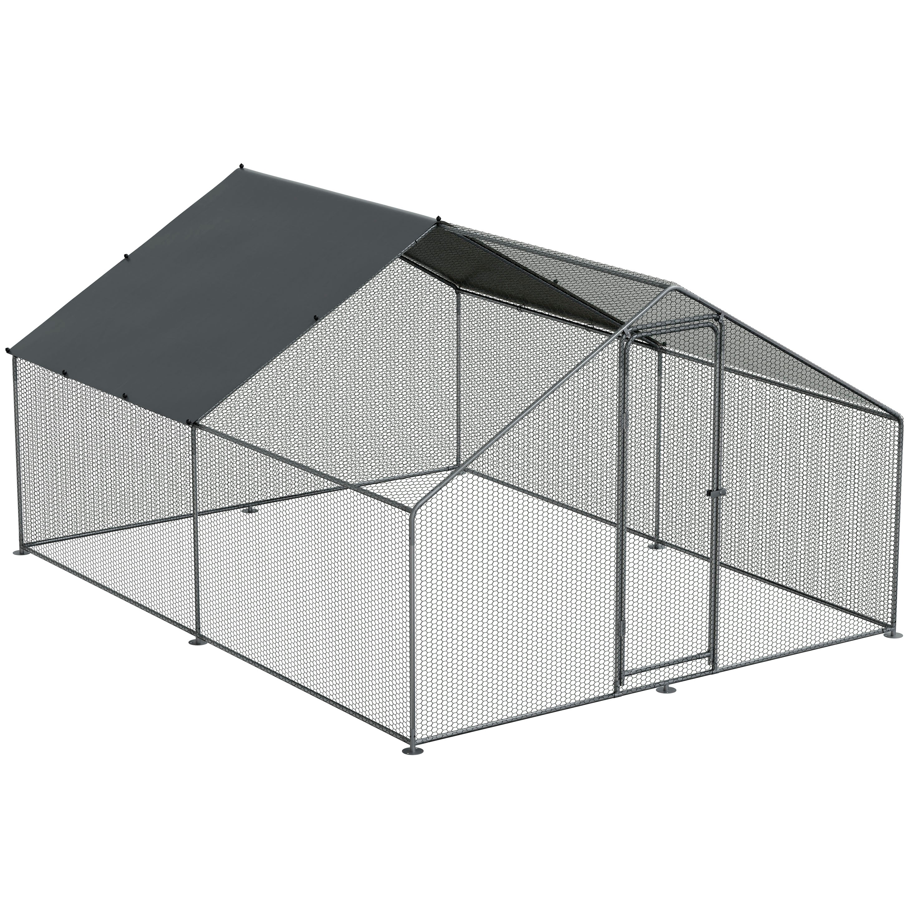 3x4m Walk-In Galvanized Steel Chicken Coop Run with Solar Roof Cover & PVC Coated Wire Mesh - Durable Poultry Enclosure for Chickens, Ducks, and Small Animals - Perfect for Backyard Farming, Urban Homesteading, and Free-Range Poultry Protection