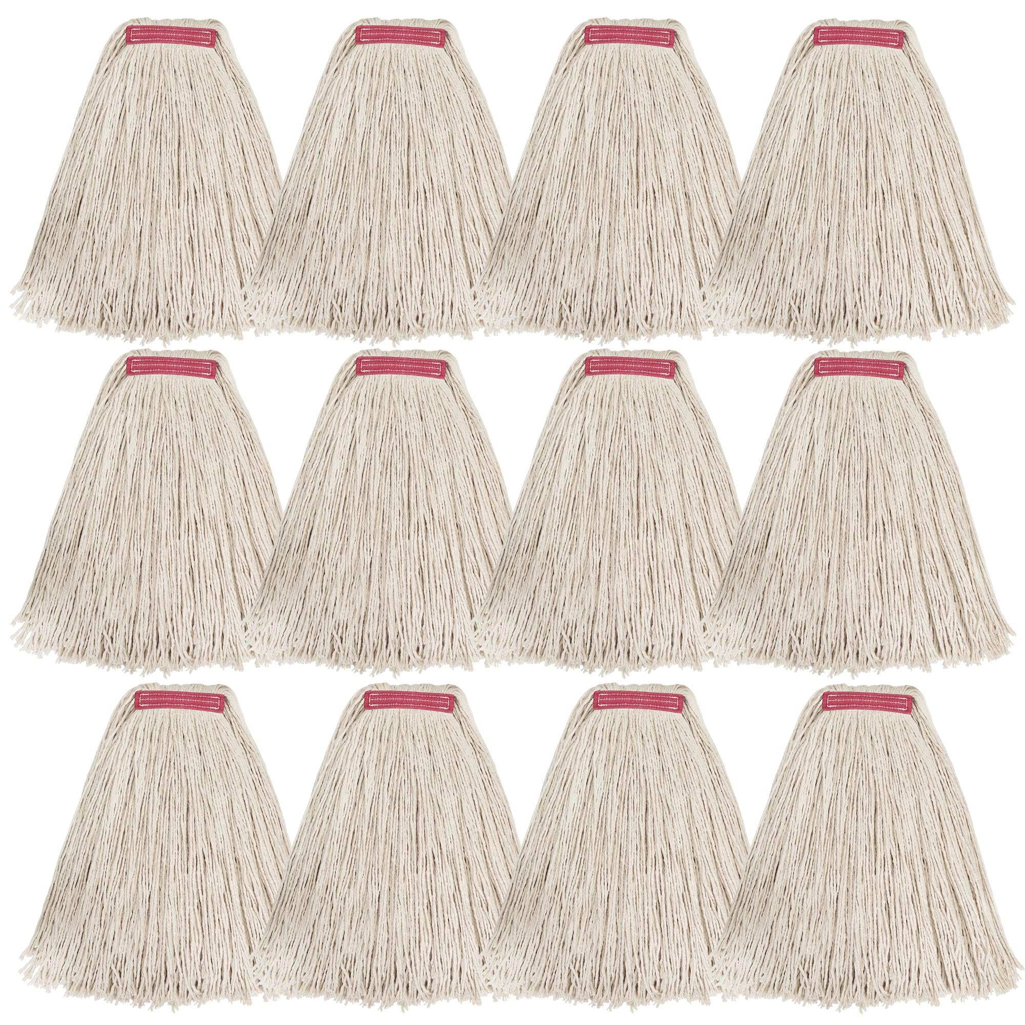Heavy Duty 20oz Cotton Mop Heads 12-Pack - Universal Replacement for Home & Commercial Cleaning