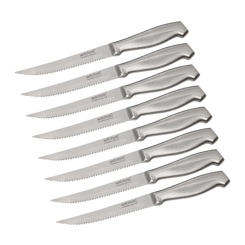 Premium 8-Piece Stainless Steel Steak Knife Set - Razor Sharp Serrated Blades for Steak, Meat & BBQ - Perfect for Dining, Gifts & Kitchen Essentials