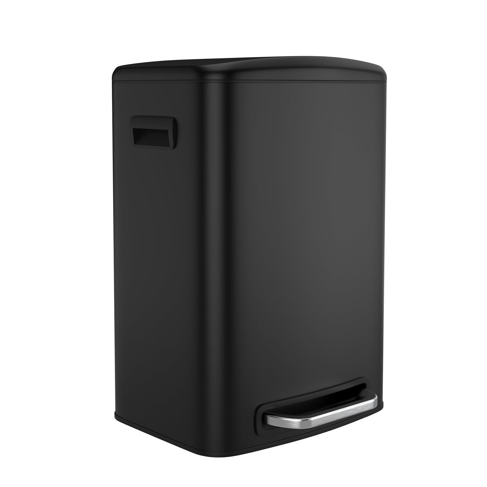 13 Gallon 50L Stainless Steel Step Trash Can with Soft Close Lid - Rectangular Kitchen Garbage Bin Includes 30 Trash Bags - Perfect for Home, Office, and Restaurant Use