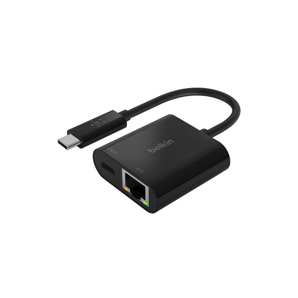 Belkin USB C to Ethernet Adapter with 60W Power Delivery - Fast Wired Internet & Charging for MacBook, iPad Pro, Dell XPS - Perfect for Home Office, Gaming & Travel