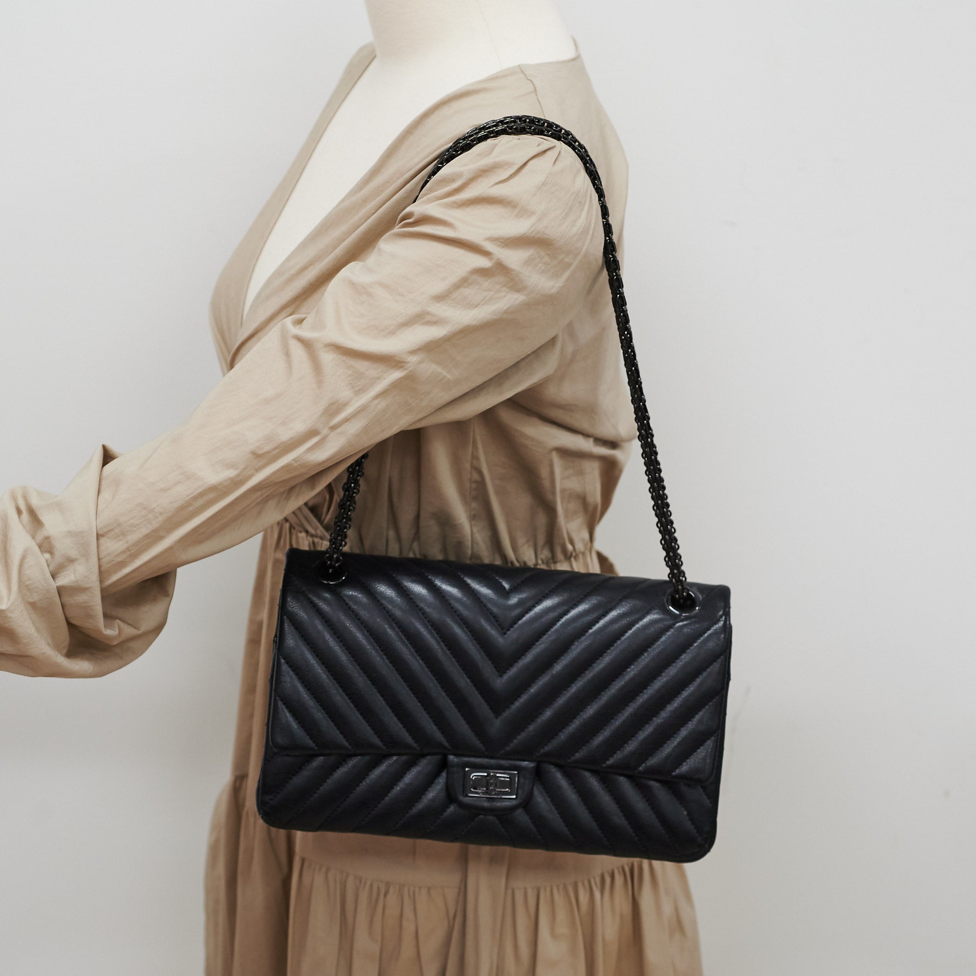 Chanel Reissue 226 Large Chevron Calfskin Leather Flap Bag - Luxury Designer Handbag for Women, Perfect for Evening Events & Special Occasions