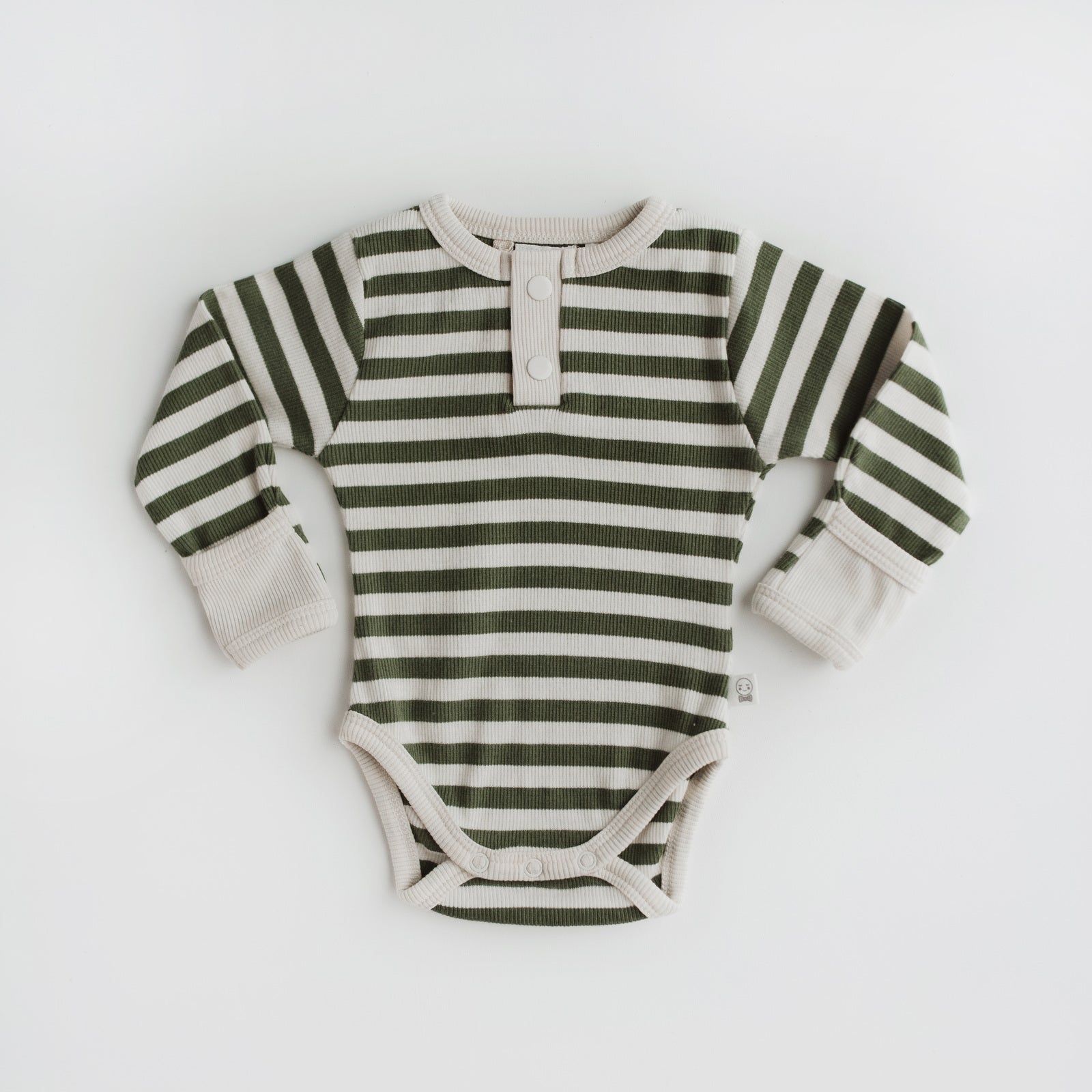 Organic Ribbed Long Sleeve Bodysuit for Women - Snuggle Hunny Olive Striped Baby Onesie | Soft & Comfortable Outfit for Newborns, Infants & Toddlers | Perfect for Playdates, Family Photos & Everyday Wear