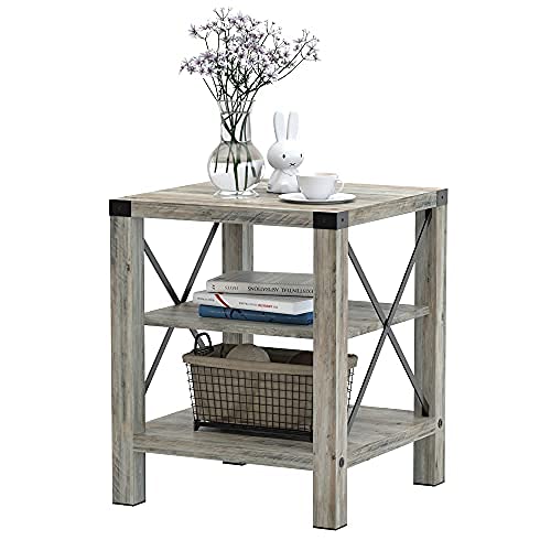 Rustic Coffee Table with Storage Shelf - Farmhouse Industrial Wood Look Cocktail Table for Living Room, Sofa Center Table, TV Stand Side End Table with X Metal Frame - Perfect for Home Decor, Family Gatherings & Relaxing Moments