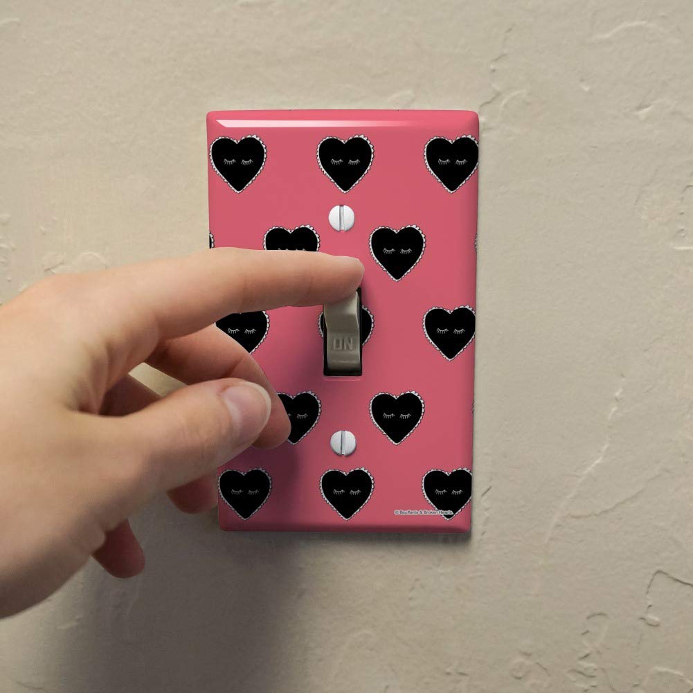 Hearts & Eyelashes Valentine's Day Light Switch Cover - Romantic Plastic Wall Decor for Bedroom, Living Room, Bathroom - Cute Toggle Switch Plate for Home Decor