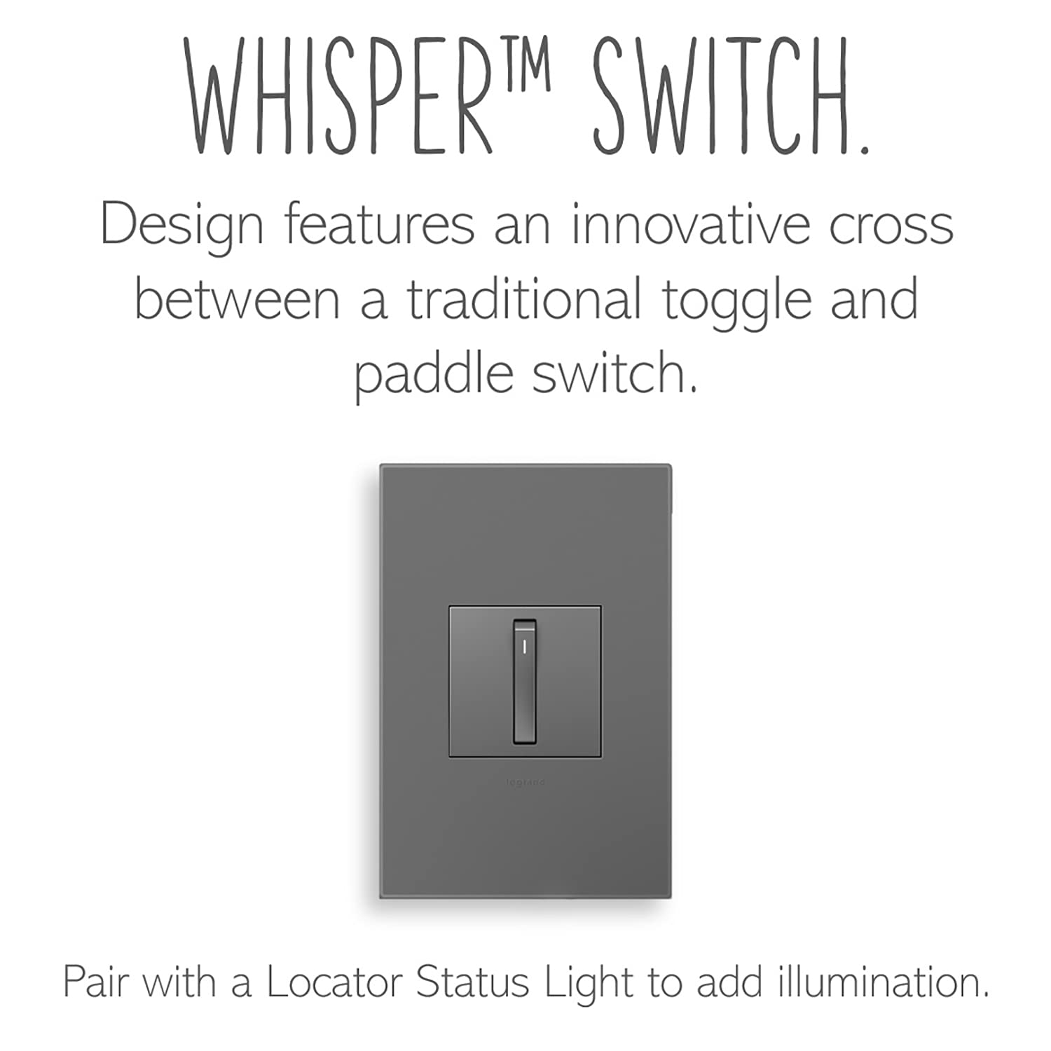 Legrand Adorne 15 Amp Whisper Single-Pole 3-Way Light Switch with Wall Plate (4 Pack, Magnesium) - ASWR1532M4WP-4PK - Perfect for Home, Office & Commercial Lighting Control