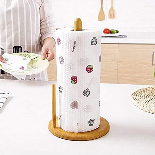 Bamboo Paper Towel Holder Stand - Wooden Kitchen & Bathroom Towel Roll Organizer Rack for Cabinet, Countertop - Perfect for Home, Office, and RV Use