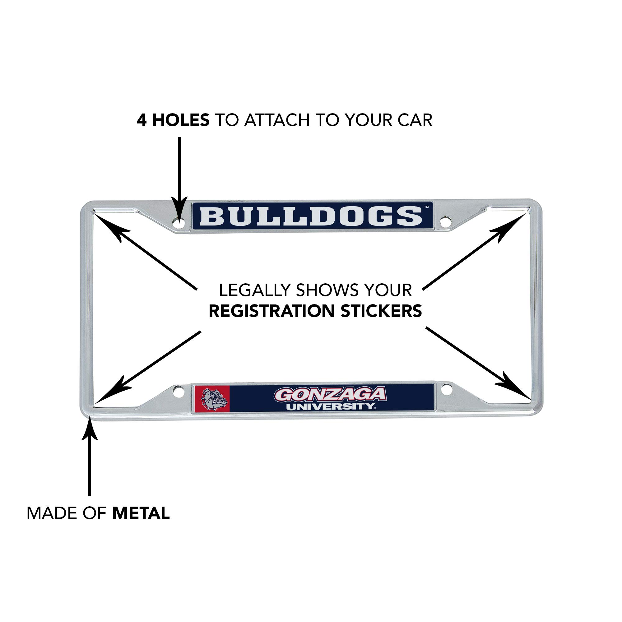 Desert Cactus Gonzaga University Bulldogs GU Zags Metal License Plate Frame - Car Accessories for Front or Rear Bumper - Perfect for Alumni, Fans & Game Day Spirit