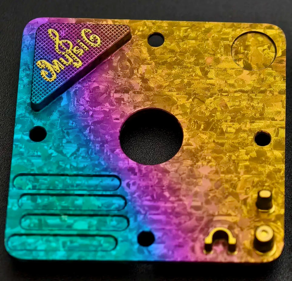 Custom 4U Personalized Titanium Alloy Keycaps for Record Players - Artistic Timascus Decorative Keycaps for Mechanical Keyboards (Perfect for Audiophiles & Keyboard Enthusiasts)