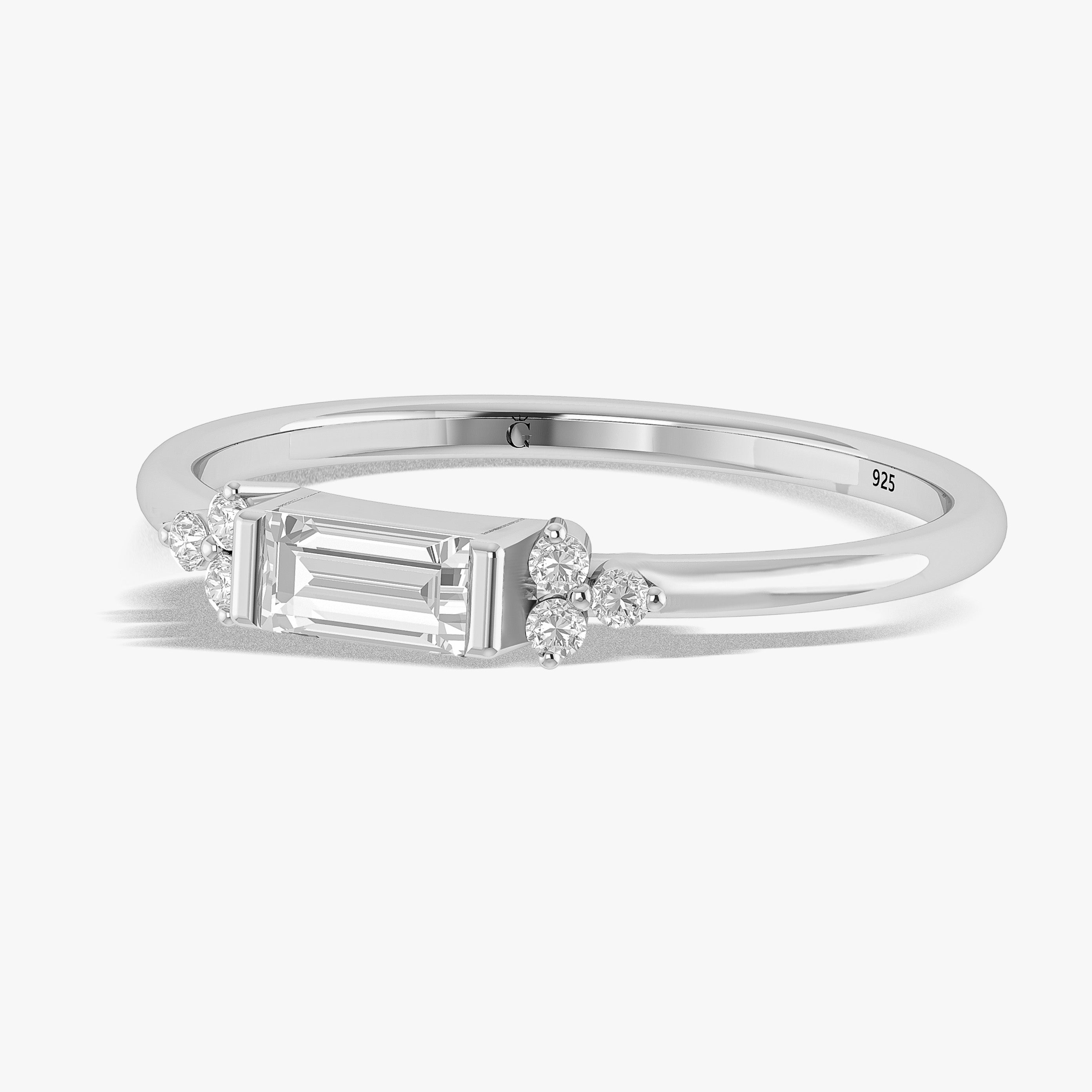 Elegant Baguette & Zircon Solitaire Ring with Round Cut - Perfect for Engagement, Wedding, Anniversary & Special Occasions