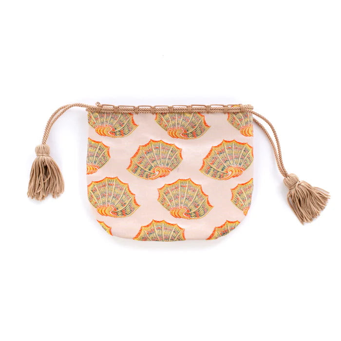 Nishijin Woven Small Drawstring Shell Pouch - Handmade in Kyoto, Japan | Traditional Japanese Craft Purse for Coins, Jewelry & Travel Essentials