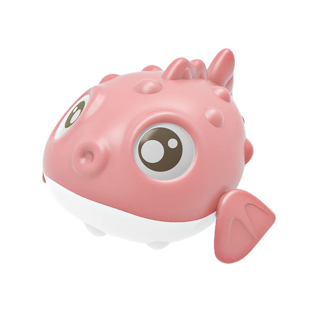 Wind-Up Pufferfish Bath Toy - Swimming Puffer Fish Bathtub Toy for Kids, Floating Water Toy for Pool & Bathtub, Fun Bath Time & Pool Party Toy (Pink) - Perfect for Toddler Bath Time, Summer Pool Parties & Sensory Water Play