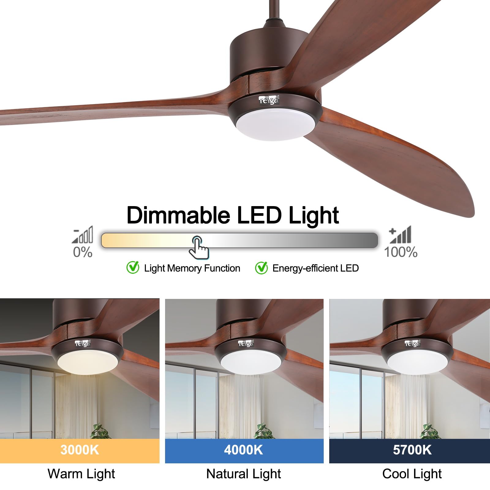 65 Inch Smart Wood Ceiling Fan with Light & Remote - ETL Certified Quiet DC Motor, 3-Blade Design for Living Room, Bedroom & Patio - Perfect for Home Cooling & Stylish Decor