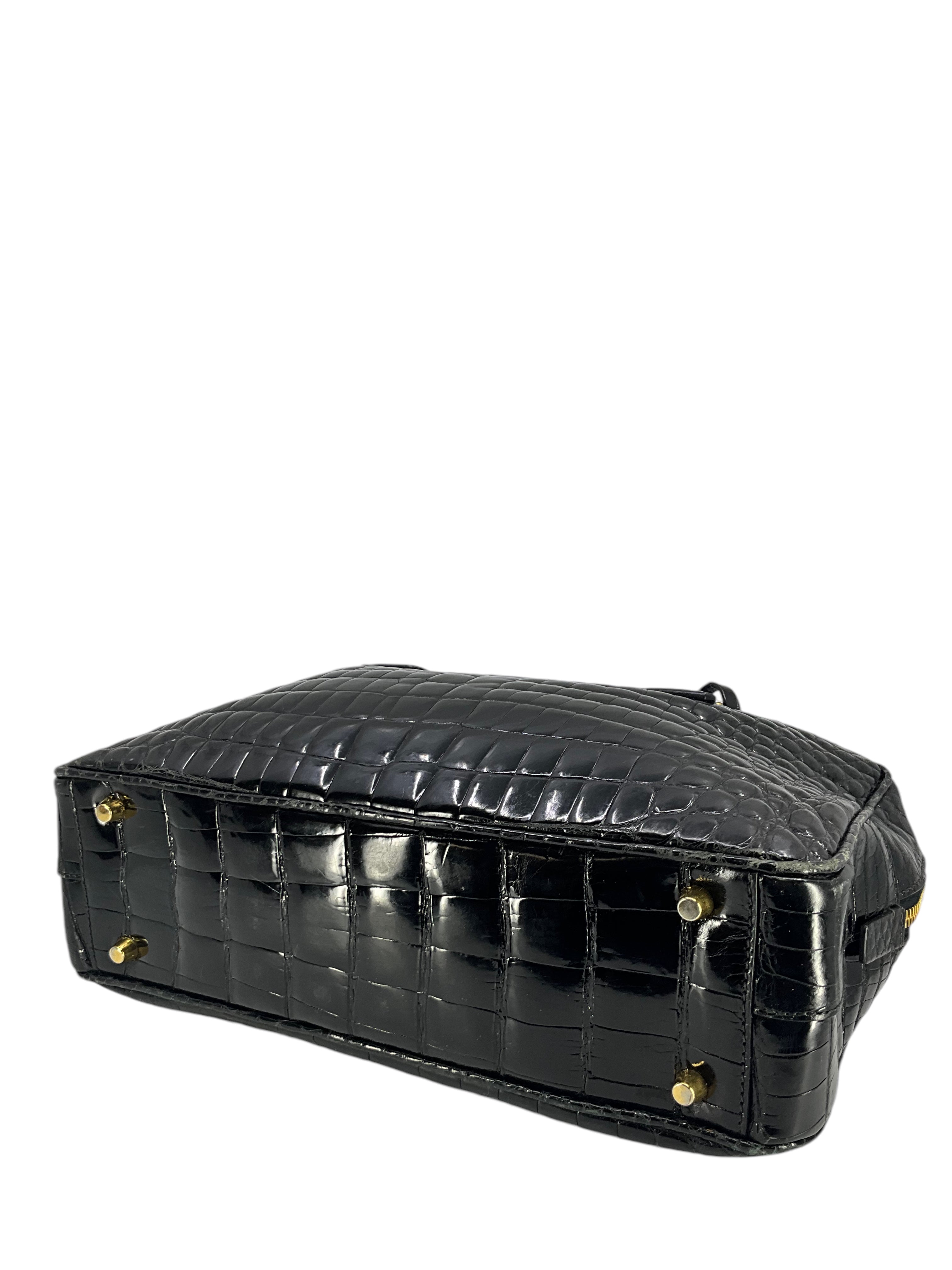 Prada Logo Crocodile Leather Doctor Satchel Bag - Luxury Designer Handbag for Women, Perfect for Work, Travel & Evening Events