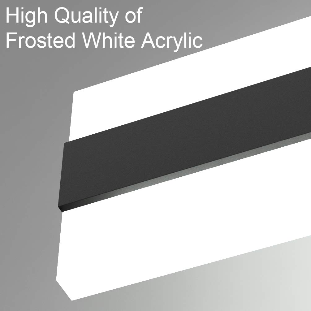 Aipsun 24W Modern Black Vanity Light with Frosted White Acrylic - Up and Down LED Bathroom Light Fixture (6000K White Light) - Perfect for Bathroom, Dressing Room & Vanity Area Lighting