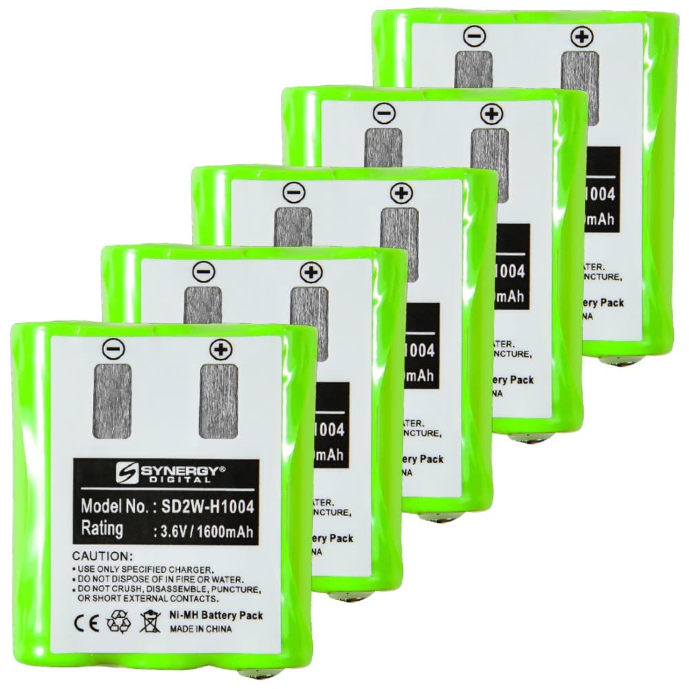 Synergy Digital 2-Way Radio Batteries - Ni-MH 3.6V 1600mAh Replacement for Motorola HKTN4003 & 53615 (5-Pack) - Perfect for Business Communication, Construction Sites, and Emergency Preparedness