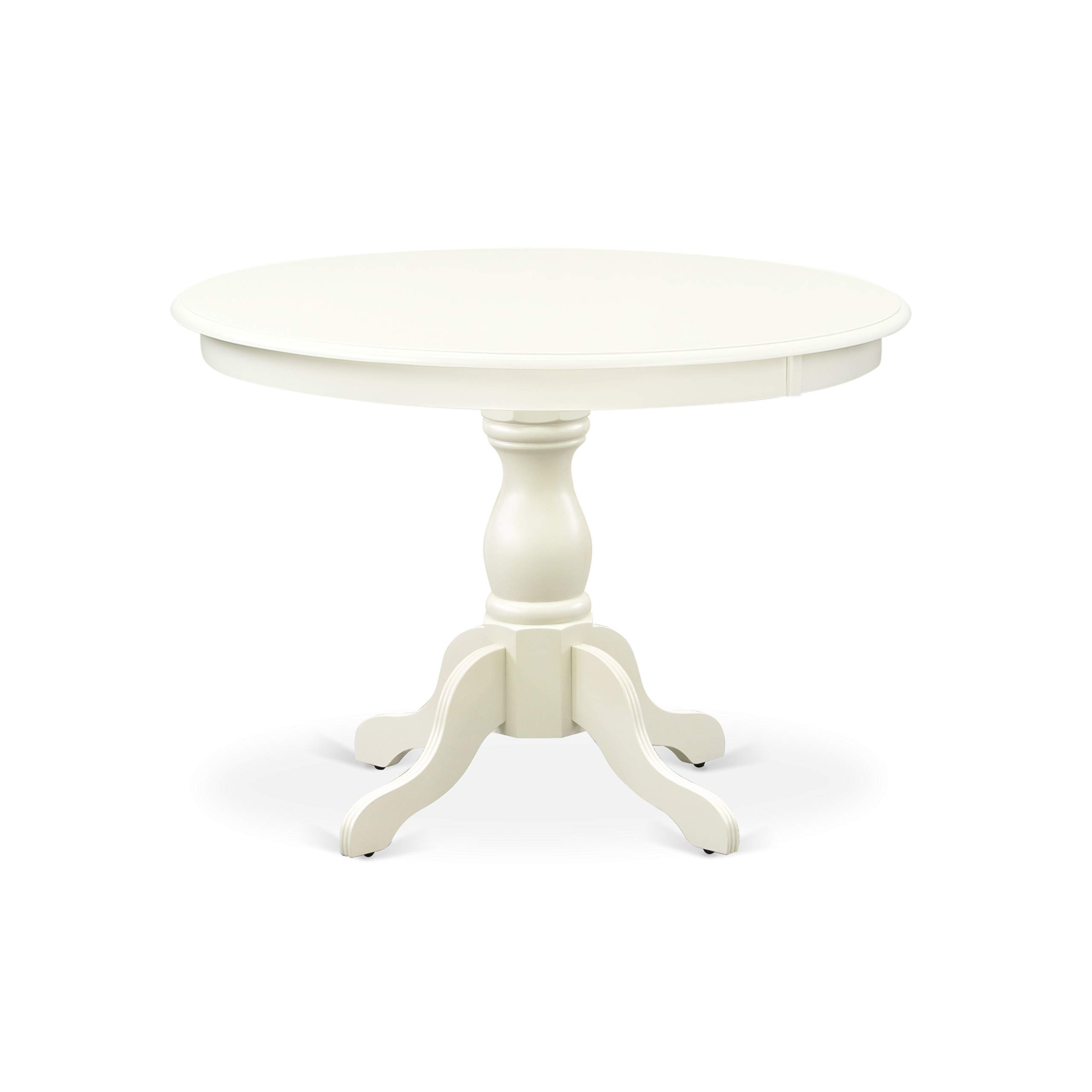 East West Furniture HBKE3-LWH-W 3-Piece Round Kitchen Dining Set with Pedestal Table & 2 Chairs, 42x42 Inch, Linen White - Perfect for Small Spaces, Breakfast Nooks & Cozy Apartments