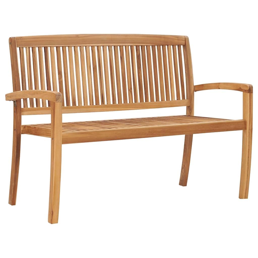 vidaXL Solid Teak Wood Stacking Patio Bench with Cushion - 50.6