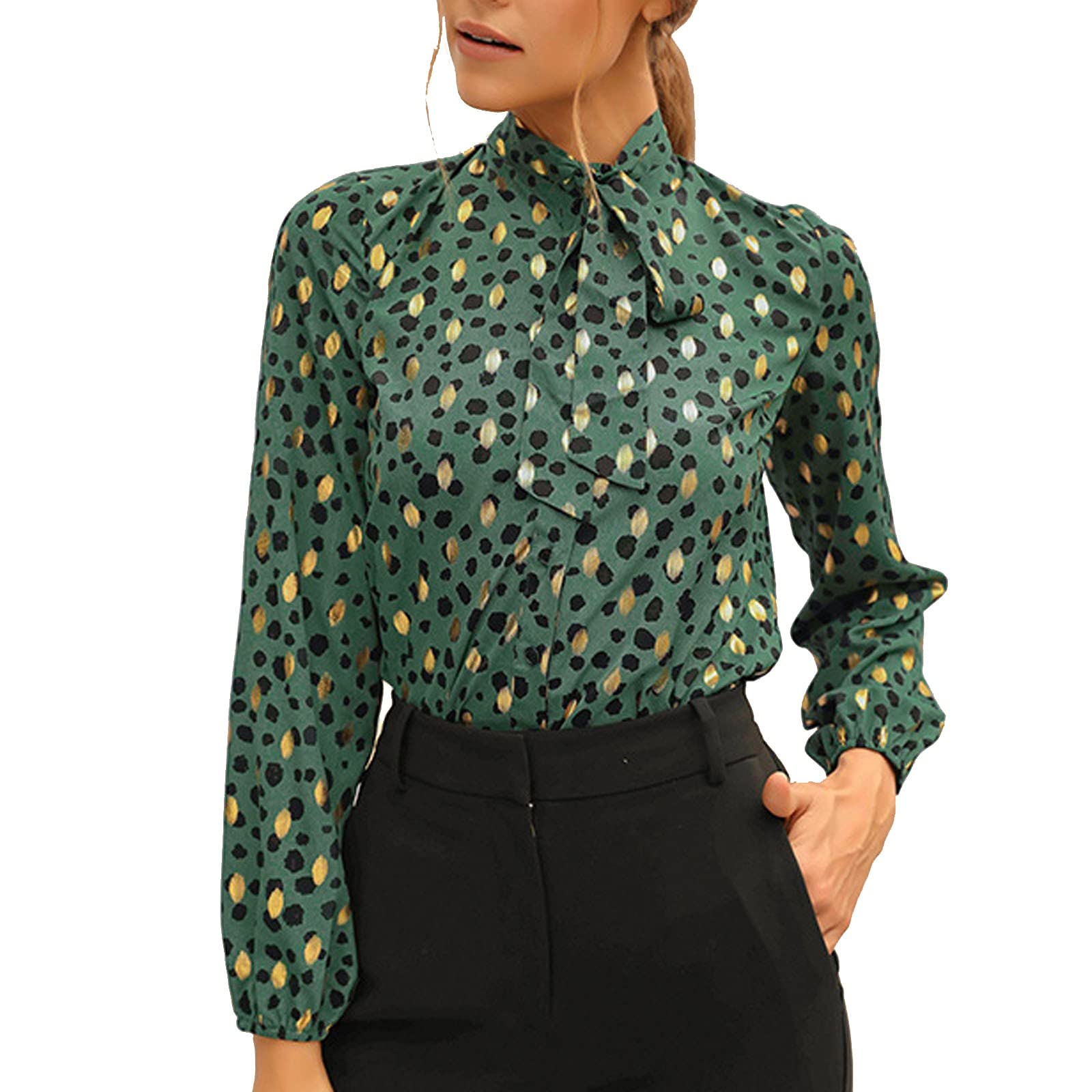 Youeneom Women's Long Sleeve Loose Fit Printed Lapel Shirt - Trendy Stamping Design Fashion Top for Casual Wear, Office & Date Night Outfits