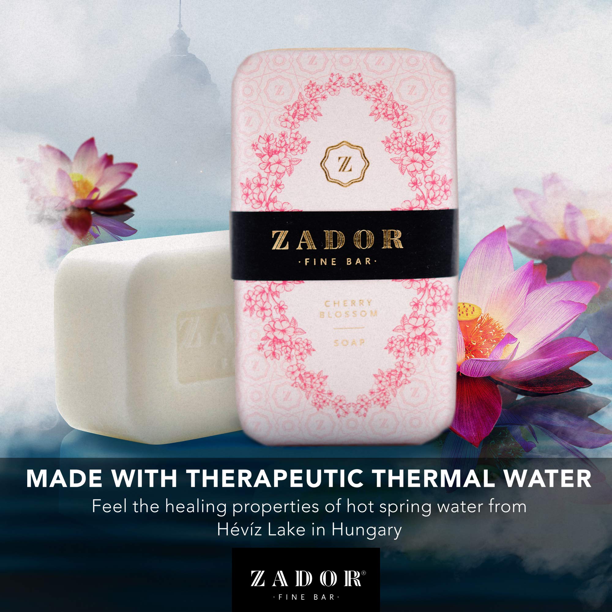 Zador Luxury Scented Soap - Cherry Blossom Fragrance, Handmade Natural Soap Bar for Women & Men, Moisturizing & Exfoliating, Perfect for Spa, Bath, Gift & Relaxation