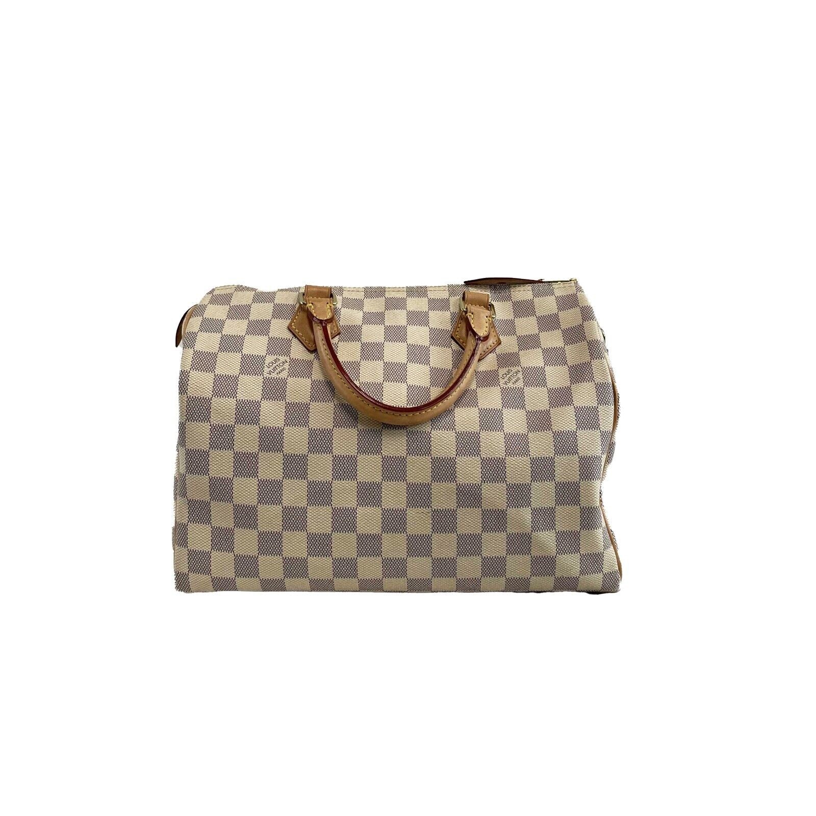 Authentic Louis Vuitton Speedy 30 Damier Azur Canvas Handbag for Women - Luxury Shoulder Bag & Travel Tote for Everyday Use, Work & Weekend Getaways