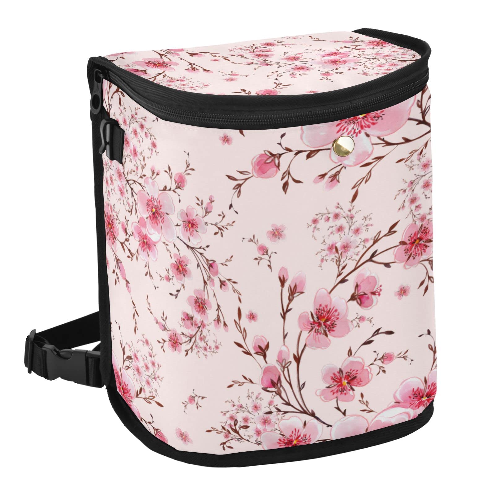MNSRUU Leak-Proof Car Trash Can with Lid - Pink Cherry Tree Hanging Car Trash Bag Organizer for Front & Back Seat | Perfect for Road Trips, Commuting & Keeping Your Vehicle Clean