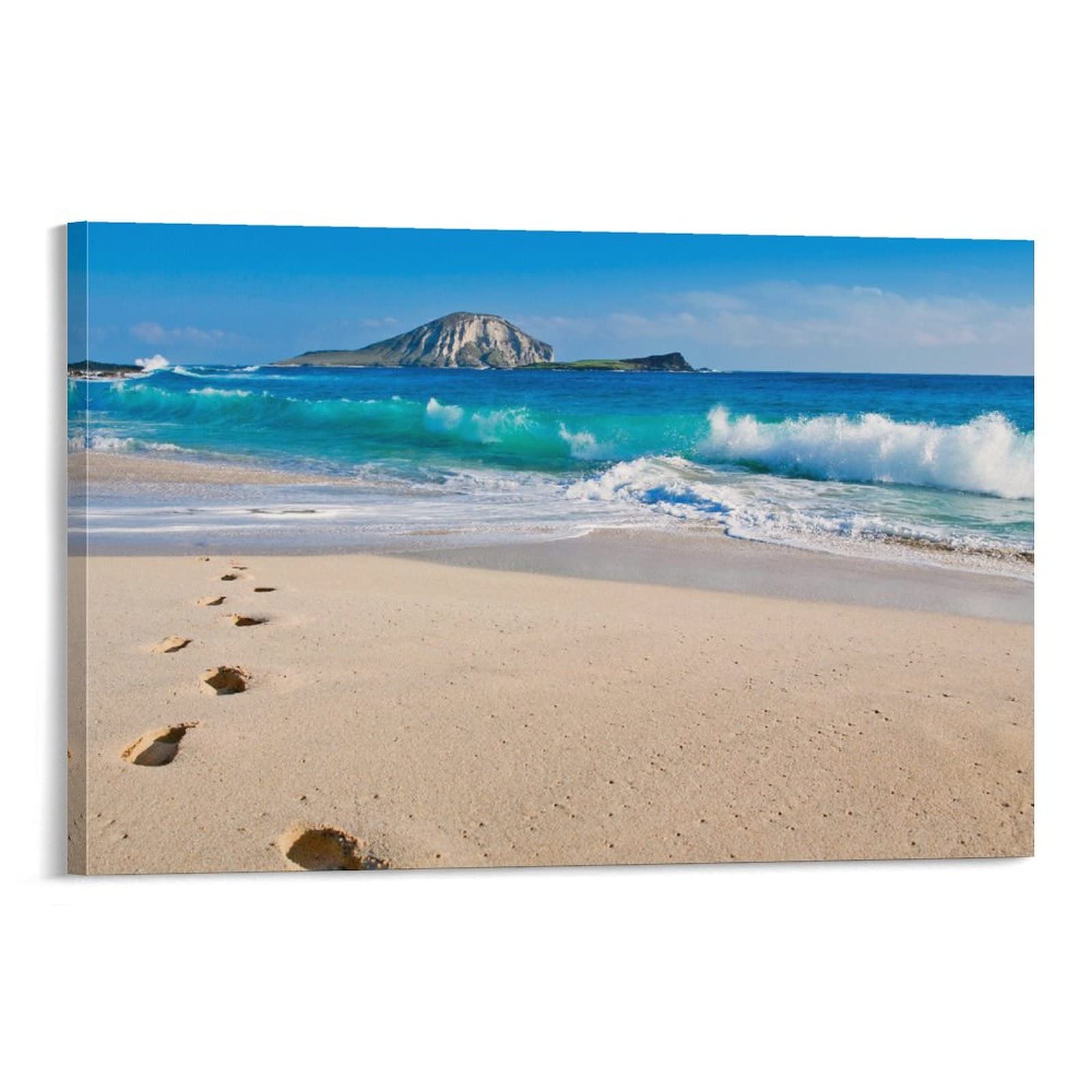 Ocean Beach Sand Waves Canvas Print - 24x36 Inch (60x90cm) Coastal Wall Art for Living Room & Bedroom Decor | Perfect for Beach House, Vacation Home or Seaside Theme Interior Design