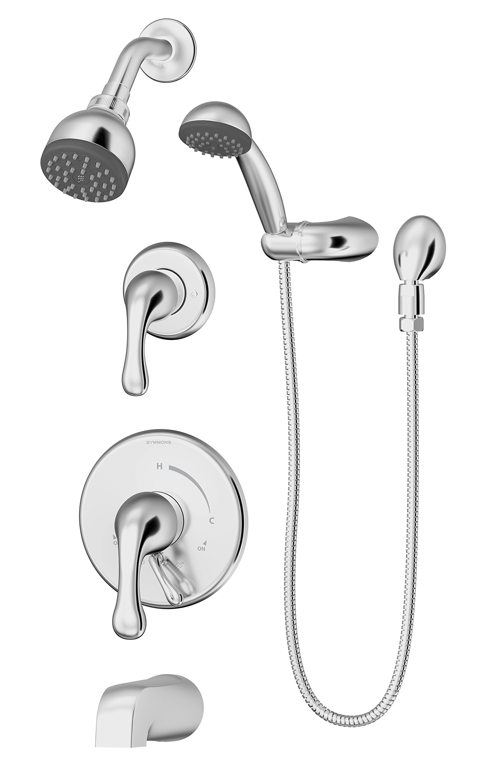 Symmons S-6606-1.5-TRM Polished Chrome 2-Handle Tub and Shower Trim Kit with Hand Shower - Bathroom Faucet Set for Modern Home Renovation (Valves Not Included) - Perfect for Master Bathrooms, Guest Suites & Spa-Like Shower Upgrades