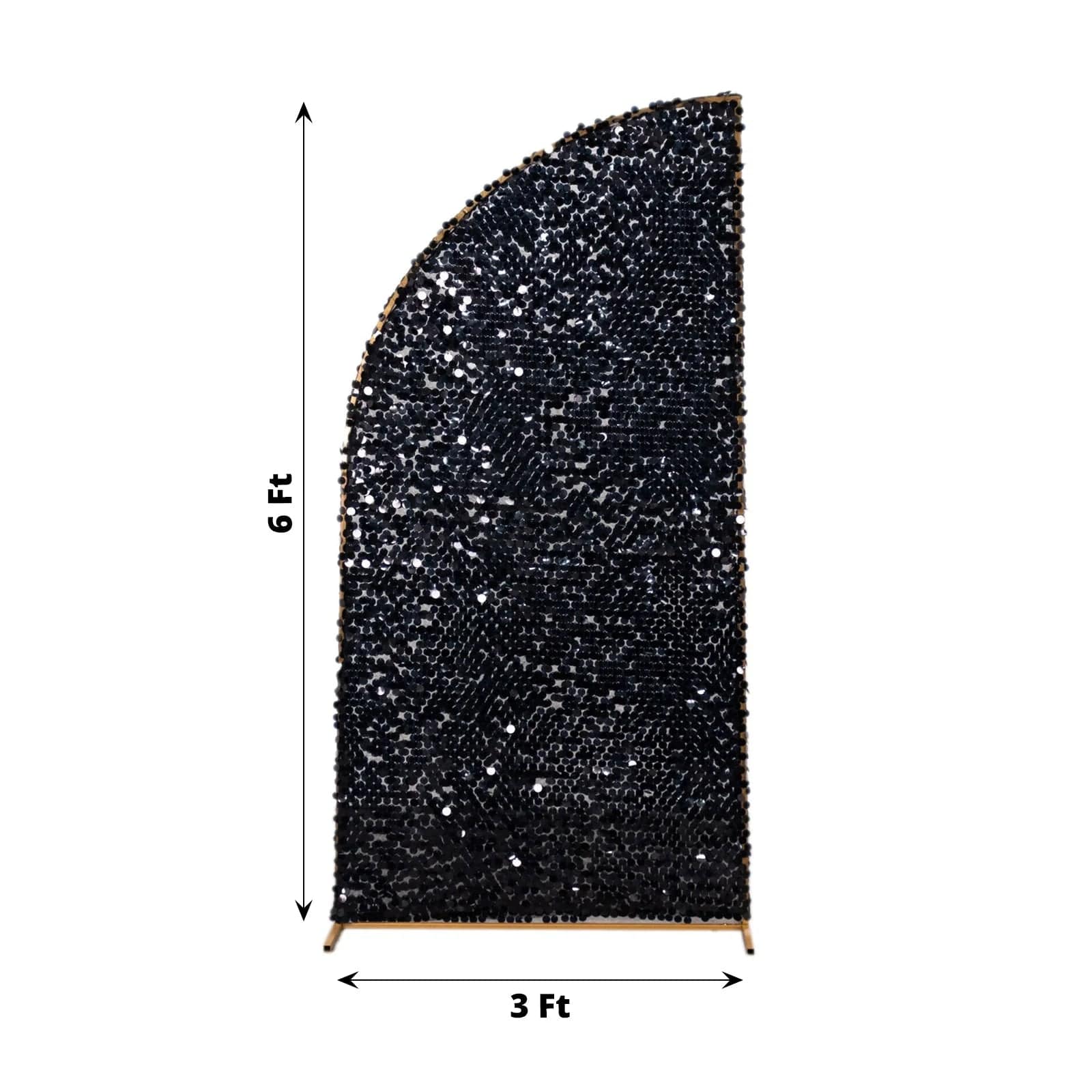 Double Sided Big Payette Sequin Half Moon Wedding Arch Backdrop Stand Cover - Elegant Wedding Decor for Ceremonies, Receptions & Photo Booths