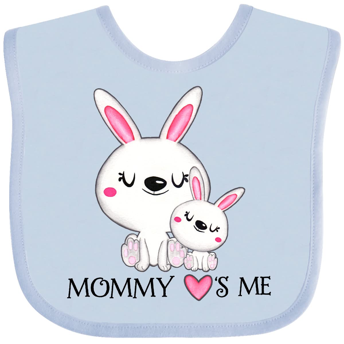 Inktastic Mommy Loves Me - Adorable Bunny Family Baby Bib for Newborns & Infants | Soft Cotton Drool Bib for Feeding, Teething & Everyday Use