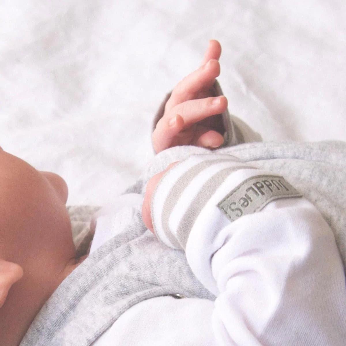 Organic Baby Sleeper - Soft & Breathable White & Grey Cotton Pajamas for Newborns & Infants | Perfect for Nighttime Comfort & Daytime Naps