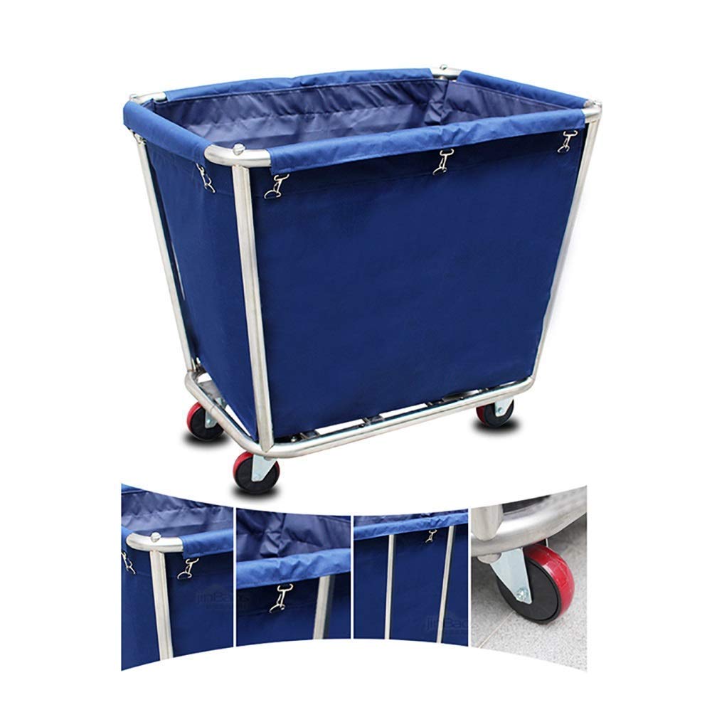 OMOONS Heavy Duty Rolling Laundry Cart with Removable Cover - 40kg Capacity Mobile Storage Trolley for Hotel, Kitchen & Home Use - Foldable Utility Cart for Clothes, Linens & Household Items