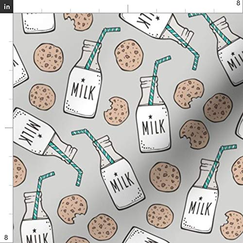 Petal Signature Cotton Fabric by The Yard - Milk Cookies Light Gray Breakfast Food Sweets Print for Sewing, Quilting, Apparel & Crafts | Perfect for Kitchen Decor, DIY Projects & Home Accessories