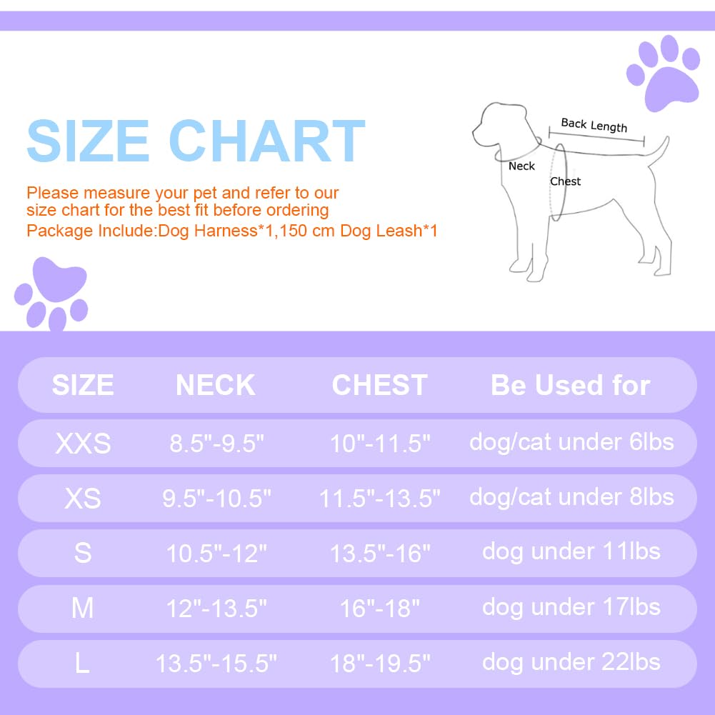 **No Pull Adjustable Dog Harness for Small & Medium Dogs - Reflective Breathable Mesh Puppy Harness & Leash Set with Soft Padded Vest (Purple, S) - Perfect for Walking, Training & Outdoor Adventures**