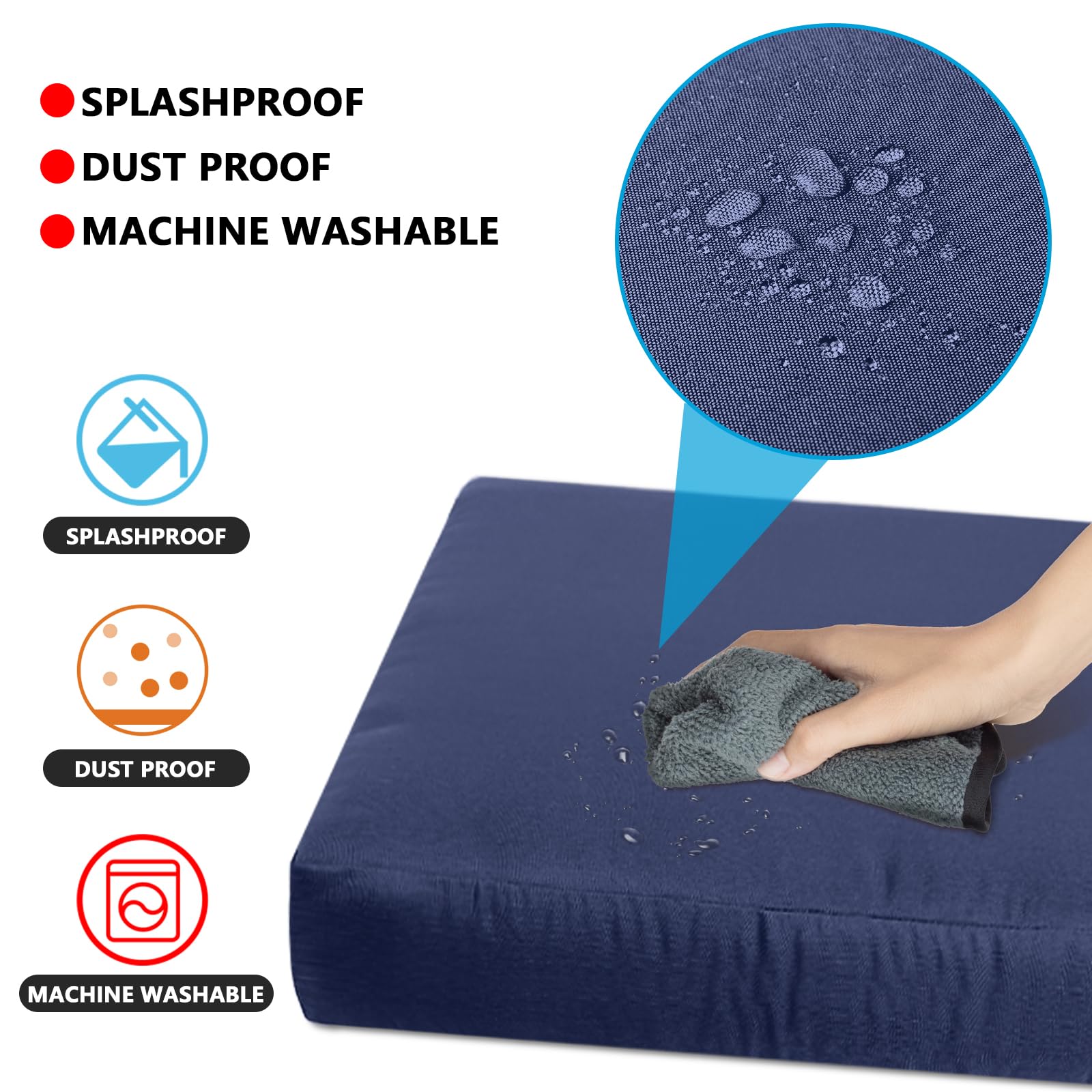 Waterproof 9-Piece Patio Cushion Covers with Zipper - Replacement Slipcovers for 5-Piece Outdoor Furniture Set (Dark Blue) | Durable & Weather-Resistant for Deck, Poolside & Garden Use