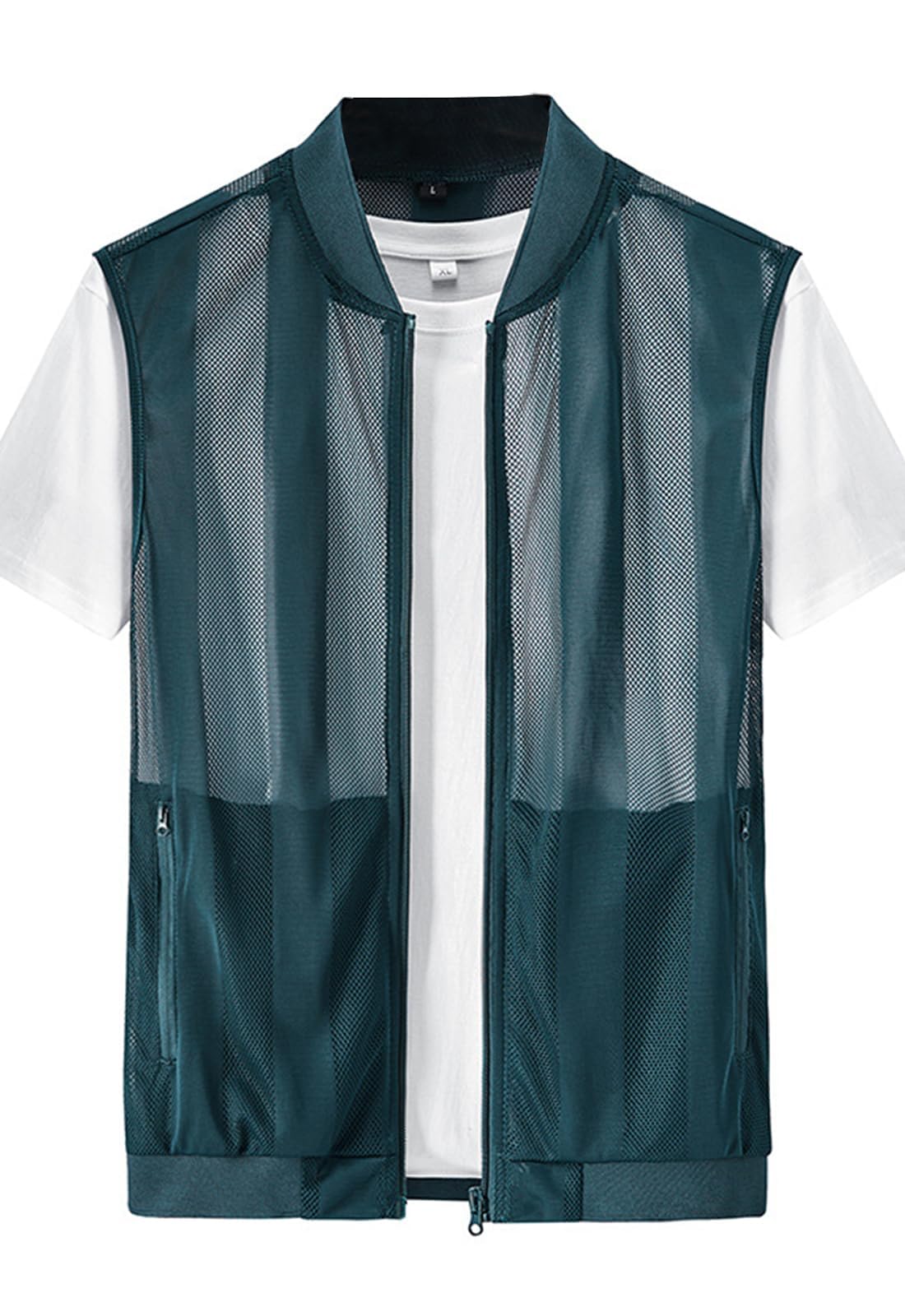 Flygo Men's Lightweight Breathable Mesh Zip Vest for Cycling, Travel & Summer Outdoor Activities | Casual Sportswear for Running, Hiking & Daily Wear