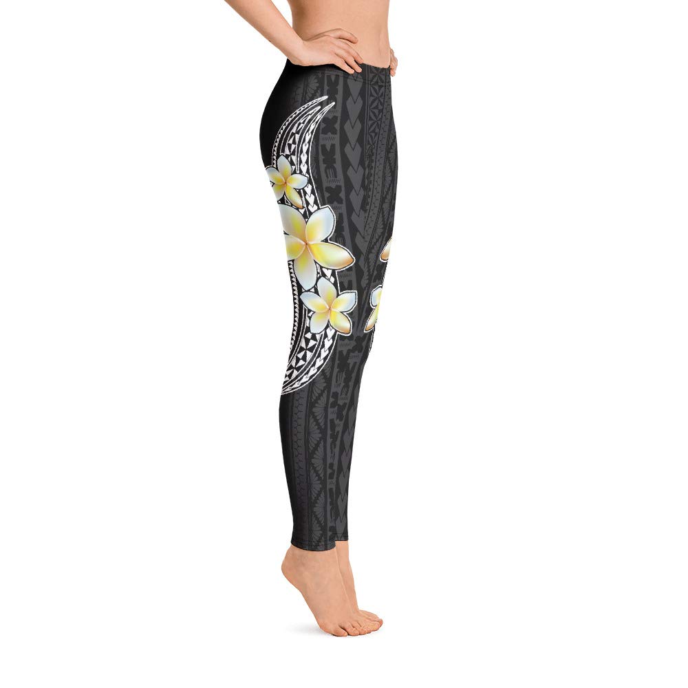 Atikapu Matala'i Kalosipani Leggings - Floral Yoga Pants with Polynesian Hibiscus Print for Women | Perfect for Yoga, Workouts & Beach Cover-ups