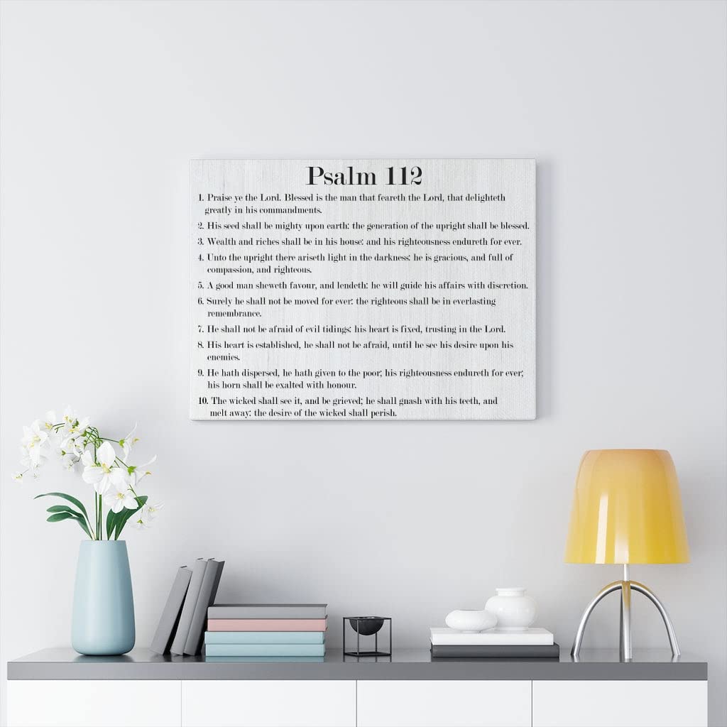 Christian Wall Art Canvas - Bible Verse Psalm 112 for Prosperity & Favor, Inspirational Scripture Home Decor for Living Room, Bedroom & Church