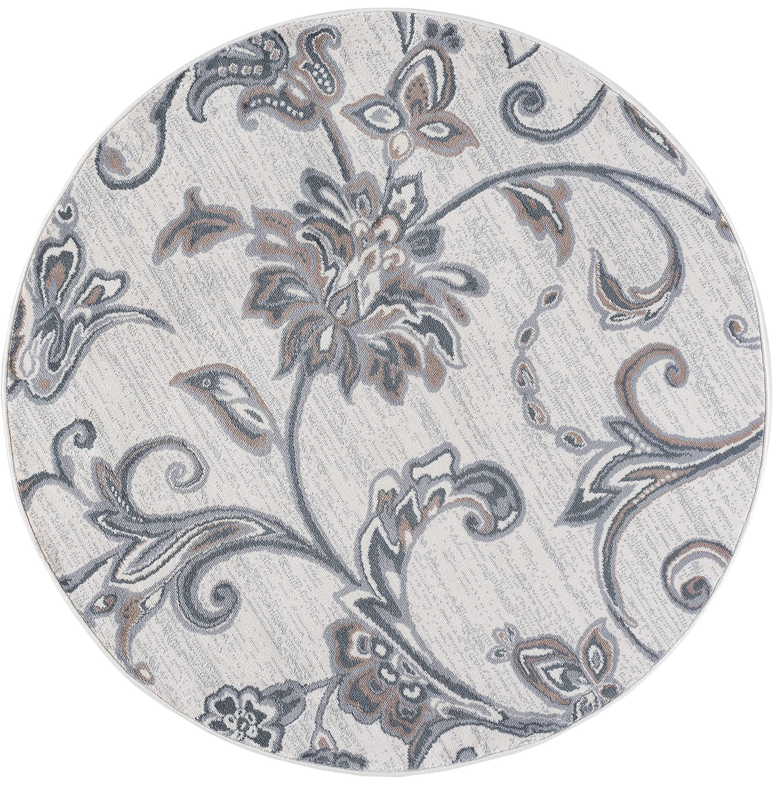 Modern Large 8ft Round Cream Area Rug - Soft Contemporary Carpet for Living Room, Dining Room, Bedroom, Kitchen & Entryway - Perfect for Home Decor & Cozy Spaces