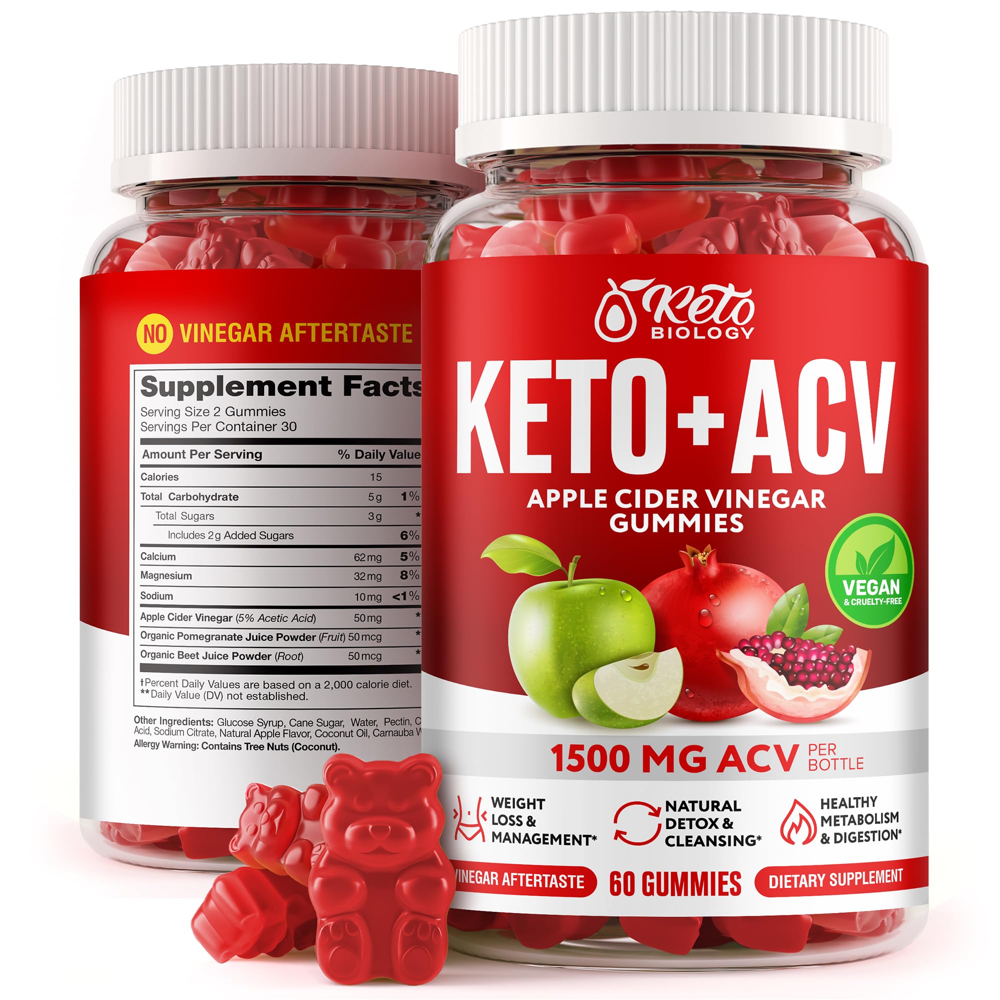 Keto ACV Gummies 1500mg - Apple Cider Vinegar Keto Gummies for Weight Loss, Detox & Metabolism Boost - Vegan Ketosis Support & Energy Supplement - 60 Gummies for Active Lifestyle & Wellness Routine